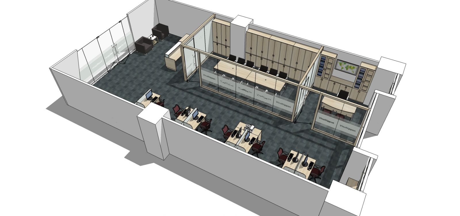 thiết kế nội thất văn phòng cty vina nippon 2